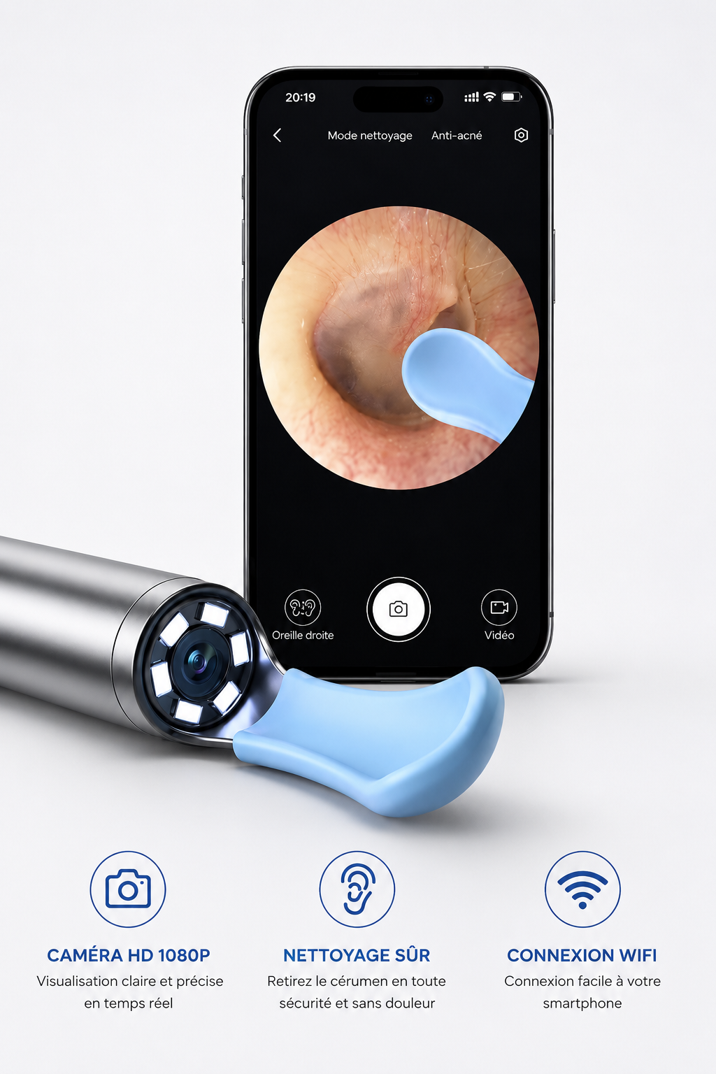 Otoscope de nettoyage d'oreilles